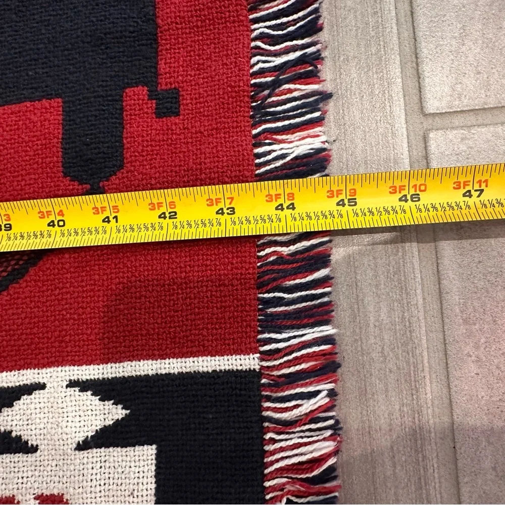 Unique Southwestern or Navajo-inspired pictorial throw blanket-red, blue & cream